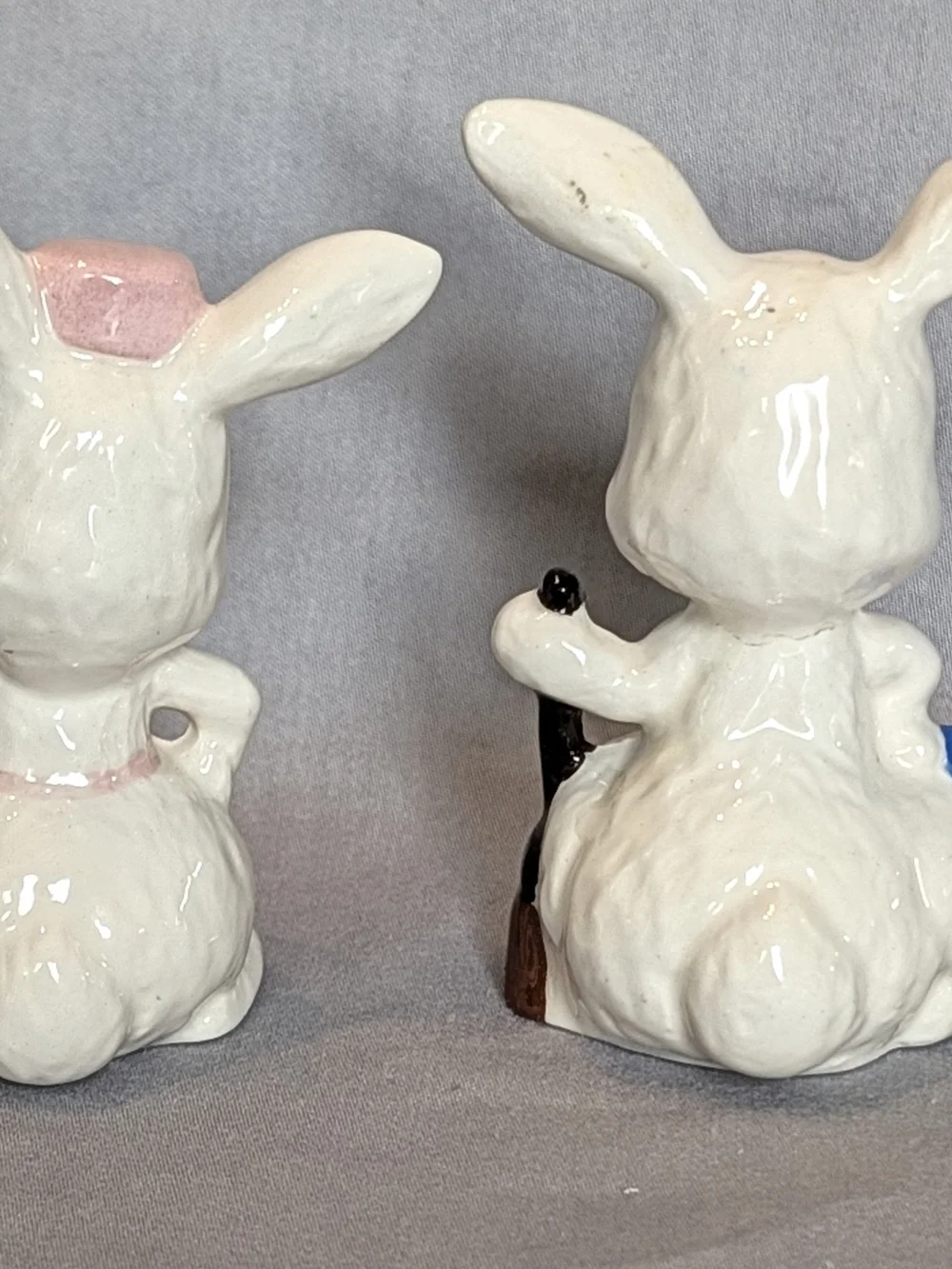 Vintage Bunny Housekeeper Figurines Pair 2.5